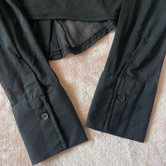 Sheer Collared Button Up Top - Picture 2 of 4